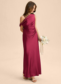 Azazie Emerson Junior Etui Schulterfrei Stretch-Satin Kleid Burgunderrot image4