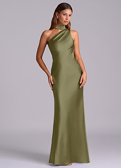 Azazie Seona 신부 들러리 드레스 인어 한쪽 어깨 스트레치 새틴 바닥 길이 드레스 image7