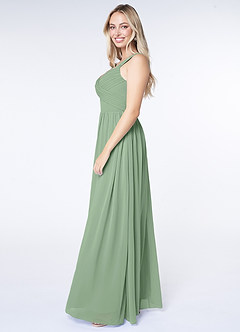 Azazie Raine Bridesmaid Dresses Matcha A-Line Sweetheart Ruched Chiffon Dress image3