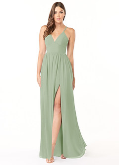 Azazie Aaida Bridesmaid Dresses Dusty Sage A-Line Corset Chiffon Dress image1