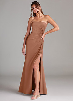 Azazie Aliani Bridesmaid Dresses Bronzer Sheath Strapless Chiffon Convertible Dress image4
