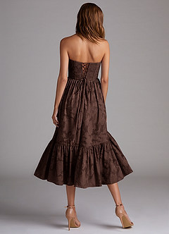 Azazie Delphina Bridesmaid Dresses Ganache A-Line Strapless Floral Burnout Convertible Dress image3