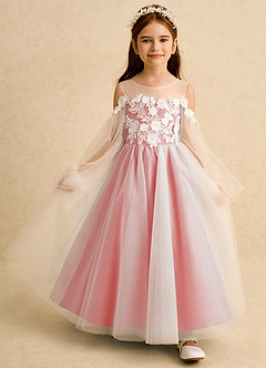 Azazie Zimi vestidos de niña de las flores Vestido de Coral de Tul de Princesa con Escote de Corazón image7