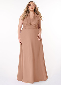 Azazie Fifi Bridesmaid Dresses Champagne Rose A-Line Strapless Chiffon Convertible Dress image12