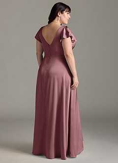 Azazie Omari Bridesmaid Dresses Vintage Mauve A-Line Stretch Satin Dress image8