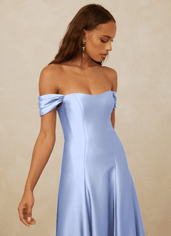 Christian Siriano Bridal for Azazie 1002 Bridesmaid Dresses Ice A-Line Off the Shoulder Stretch Satin Convertible Dress image4