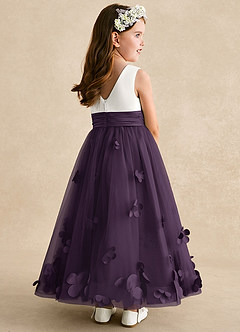 Azazie Vi Flower Girl Dresses Plum A-Line Sleeveless Tulle Dress image4