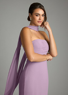 Azazie Saylor Vestidos de damas de honor Vestido de Glicinia de Gasa de Corte Sirena con Sin tirantes image2