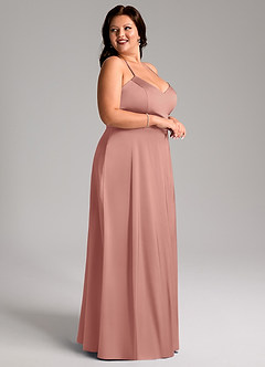 Azazie Mei Bridesmaid Dresses Rosette A-Line V-Neck Stretch Satin Dress image9