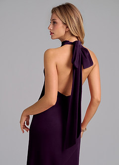 Azazie Velli Robes de demoiselle d'honneur Robe Sirène en velours Col Haut Grain De Raisin image2