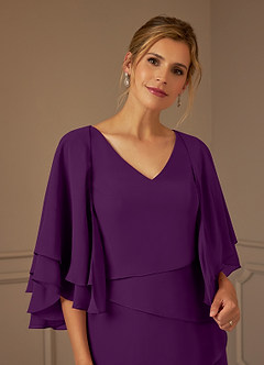 Azazie OHara Mother of the Bride Dresses Grape A-Line V-Neck Chiffon Dress image6