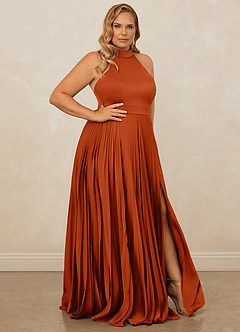 Christian Siriano Bridal for Azazie 1007 Bridesmaid Dresses Paprika A-Line Pleated Stretch Satin Dress image10