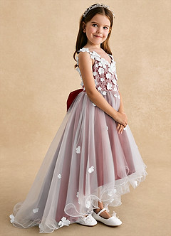 Azazie Celia vestidos de niña de las flores Vestido de Óxido de Tul de Corte En A con Encaje image3