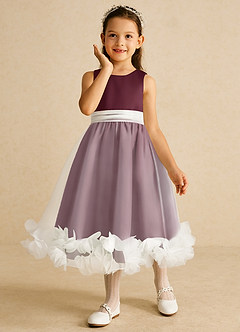 Azazie Stardust Flower Girl Dresses Cabernet A-Line Sleeveless Organza Dress image5