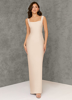 Azazie Flori Abiti da Damigella Abito Tubino in Chiffon Scollo Quadrato Alabastro Bianco image1