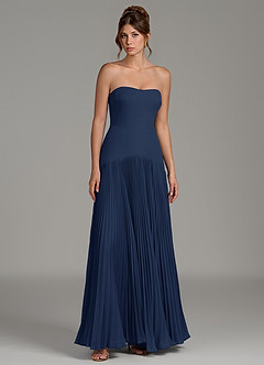 Azazie Yuliana Bridesmaid Dresses Dark Navy A-Line Strapless Chiffon Dress image7