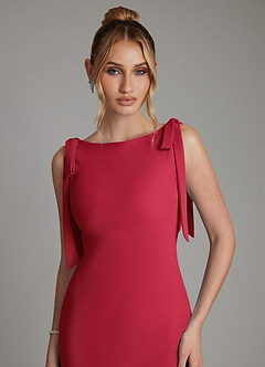 Azazie Luddie Brudtärnklänningar Klä av Sjöjungfru i Chiffong Rosett Scharlakansrött image3