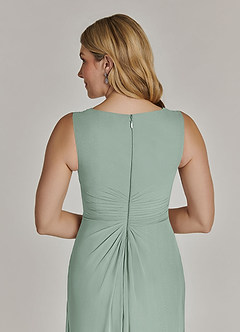 Azazie Manuella Mother of the Bride Dresses Agave A-Line V-Neck Pleated Chiffon Dress image15