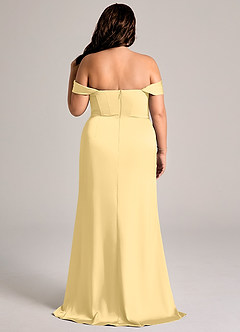 Azazie Johana Robes de demoiselle d'honneur Robe Sirène Convertible en Satin extensible Épaule décolletée Beurre image9