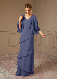 Azazie OHara Abiti per la Madre della Sposa Abito A-Line in Chiffon con Scollo a V Stormy image3