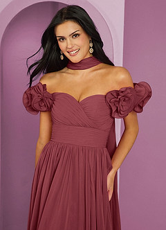 Barbie ♥ Azazie Bridesmaid Dresses Merlot A-Line Off the Shoulder Chiffon Convertible Dress image5