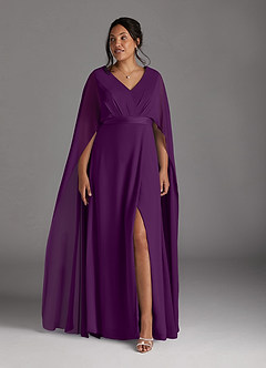 Azazie Isa Mother of the Bride Dresses Grape A-Line V-Neck Pleated Chiffon Dress image9