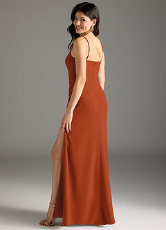Azazie Rhoda Bridesmaid Dresses Paprika Sheath Pleated Stretch Crepe Dress image2