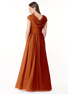 Azazie Organa Bridesmaid Dresses Paprika A-Line Pleated Chiffon Dress image2