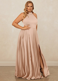 Christian Siriano Bridal for Azazie 1007 Bridesmaid Dresses English Rose A-Line Pleated Stretch Satin Dress image10