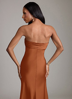 Azazie Saylor 신부 들러리 드레스 인어 스트랩리스 스트레치 새틴 바닥 길이 드레스 image6