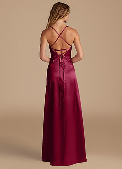 Azazie Mei Bridesmaid Dresses Burgundy A-Line Metallic Satin Dress image5