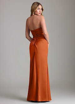 Azazie Lucille Vestidos de damas de honor Vestido de Naranja Quemada de Satén Elástico de Corte Sirena Convertible con Sin tirantes image2