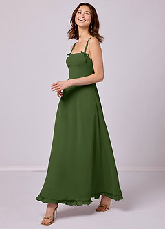 Barbie ♥ Azazie Bridesmaid Dresses Olive A-Line Pleated Chiffon Dress image4