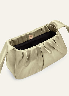 front Matchande färg Metallic Satin Knotted Handväska