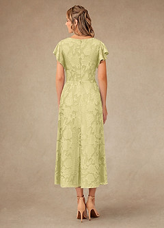 Azazie Vera Mother of the Bride Dresses Lemon Sorbet A-Line Pleated Floral Burnout Dress image4