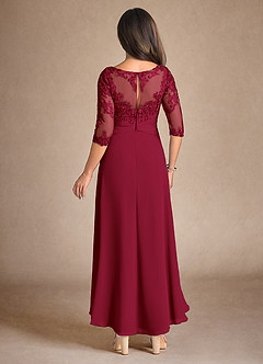 Azazie Marietta Mother of the Bride Dresses Burgundy A-Line Lace Dress image3