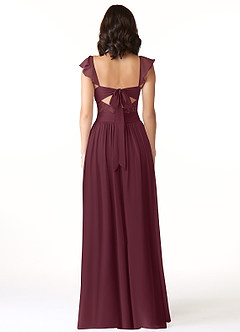 Azazie Lissa Bridesmaid Dresses Cabernet A-Line Lace Chiffon Dress image2