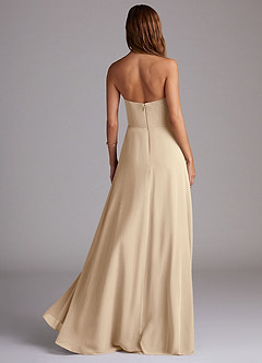 Azazie Wren Bridesmaid Dresses Champagne A-Line Side Slit Chiffon Convertible Dress image2