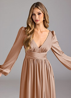 Azazie Norah Brautjungfernkleider A-Linie Stretch-Satin Kleid Englisches Rosa image5