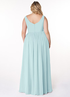Azazie Keyla Bridesmaid Dresses Sea Glass A-Line V-Neck Pleated Chiffon Dress image7