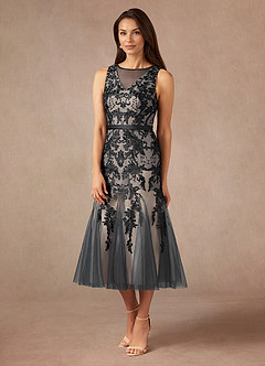 Azazie Herrin Mother of the Bride Dresses Black Champagne Mermaid Lace Dress image2