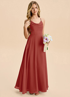 Azazie Gia Junior A-Linie Plissee Chiffon Kleid Terrakotta image5