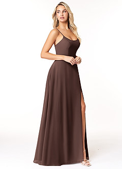 Azazie Moira Bridesmaid Dresses Ganache A-Line Scoop Chiffon Dress image4