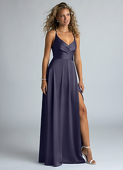 Azazie Davis Bridesmaid Dresses Stormy A-Line Pleated Stretch Satin Dress image5