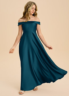 Azazie Sissy Junior Klä av A-Line i Stretch Satin Av axeln image5