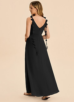 Azazie Gumdrop Junior Black Empire Pleated Chiffon Dress image1