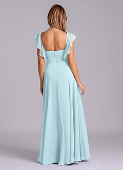 Azazie Leilani Bridesmaid Dresses Cloud Blue A-Line Pleated Chiffon Dress image2
