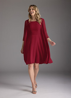Azazie Shirley Kleider für die Brautmutter A-Linie Schaufel Gefaltet Chiffon Kleid Burgunderrot image2