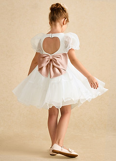 Azazie Debbie vestidos de niña de las flores Vestido de Marfil Rosa Champaña de Organza de Princesa con Escote de Corazón image6