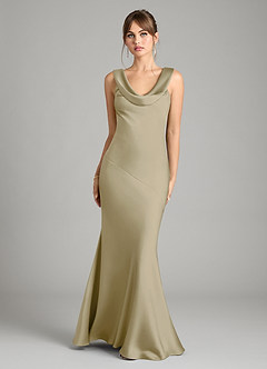 Azazie Rylina Bridesmaid Dresses Moss Green Mermaid Stretch Satin Dress image1